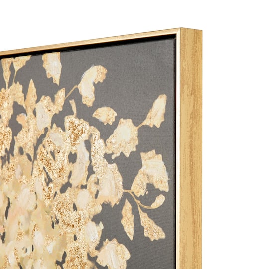 30" x 59" Black Polystone Tree with Gold Foil Accents Framed Wall Art